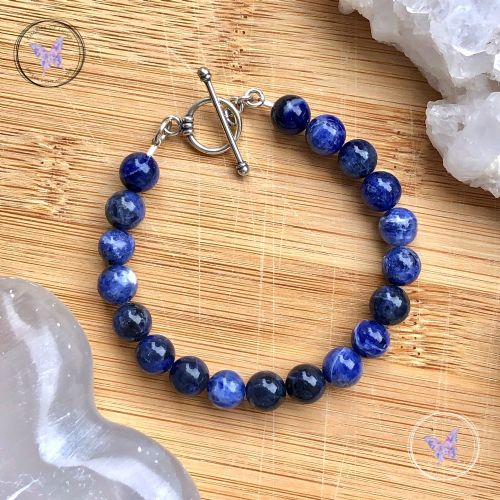 Sodalite Healing Bracelet with Silver Toggle Clasp